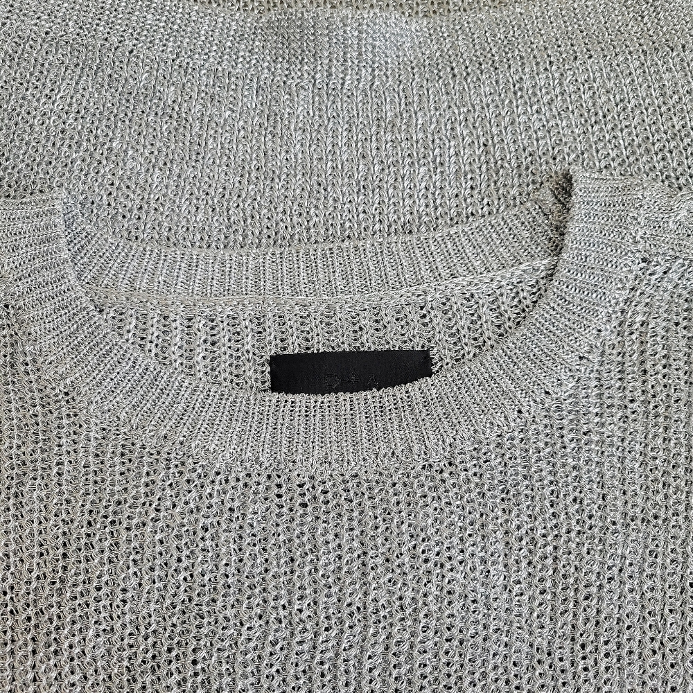 RTA Rhys Metallic Silver Open Knit Pullover Sweater - Picture 8 of 14
